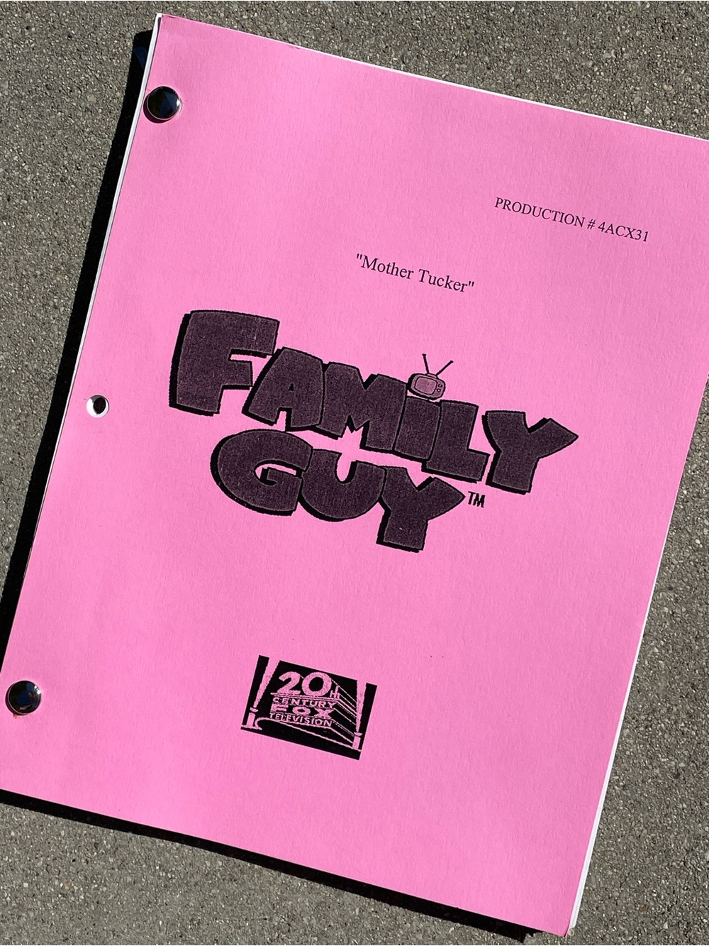 Family Guy 2005 Production Used Table Draft Script Mother Tucker PHYLLIS DILLER!